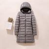 Winter women's slim-fit hooded medium and long light down jacket fashionable and thin removable hat down jacket