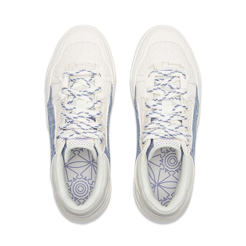 Li Ning Moon White 2MID Skateboard Shoes Men's Mid Top White Blue AGCV331-7