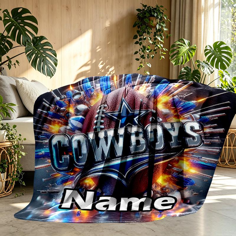Custom Name Personalized Dallas Cowboys Print Blanket, Home Decor, Bedroom, Sofa, Camping, Couch, Gifts for Birthday ChristmasEnthusiasts