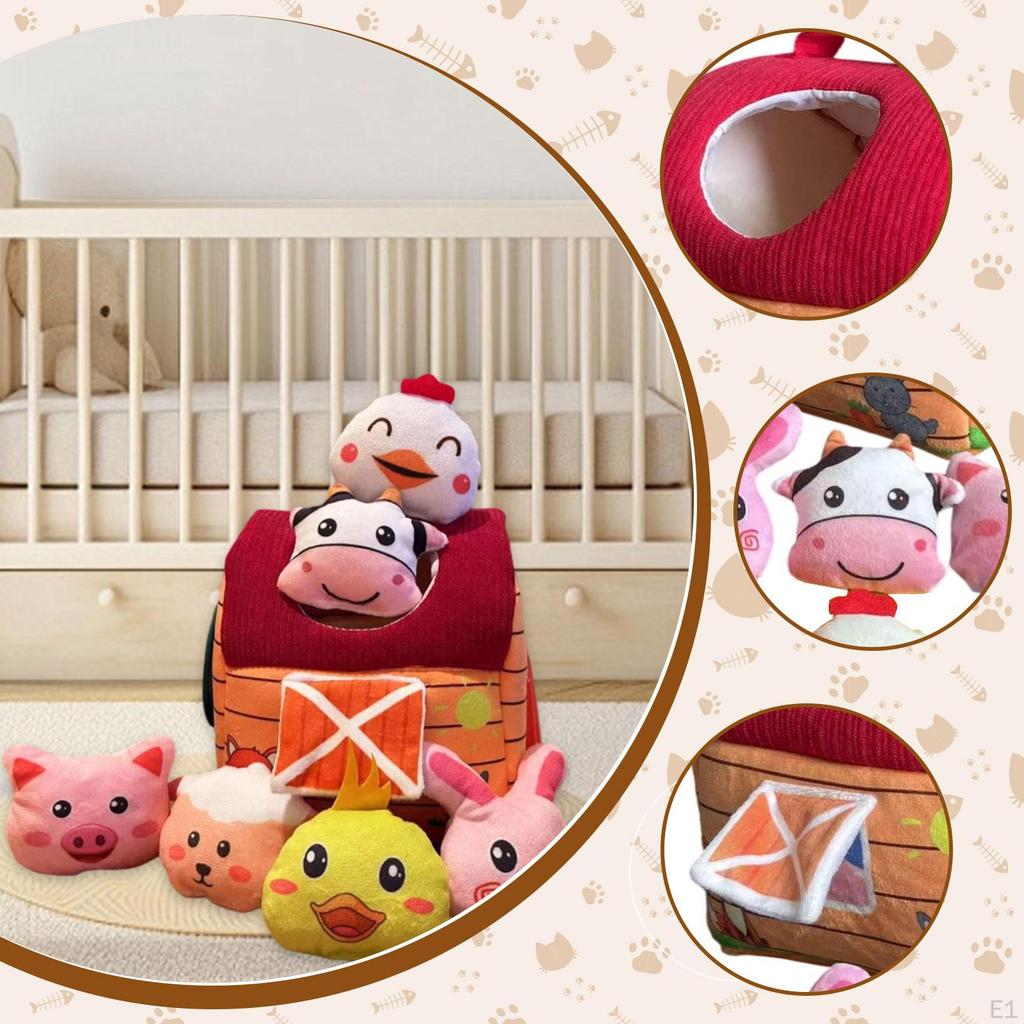 Stuffed Farm Animals Animal Toys Cute Mini Farmhouse House Set Dolls for Kids Boys Girls