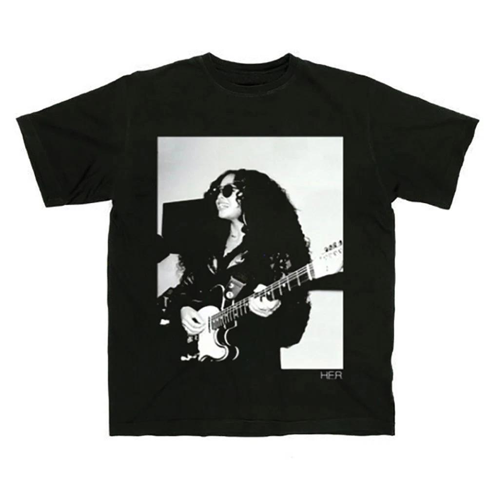 Men s H.E.R. Guitar Slim Fit T-shirt Large Black XL