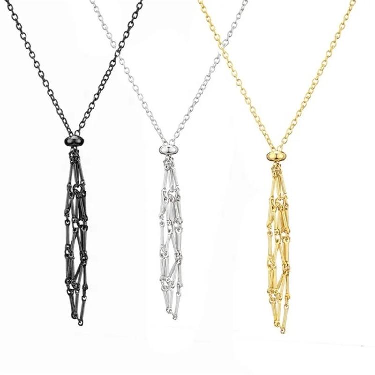 Adjustable Chain Mesh Pendant Necklace Empty Cage Crystal Stone Holder Necklace