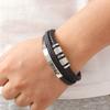 Herrarmband i flätat läder, flerskiktad design med texturerade legeringsdetaljer, Streetwear-manschettarmband, Ny trendig punkig, edgy stil