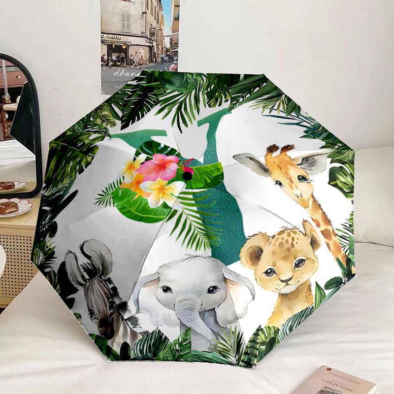 

Jungle Animal Alphabet Umbrella 57-Frame for Travel, camping, Casual Lightweight Portable Umbrella, Essential for every family Holidays Gift