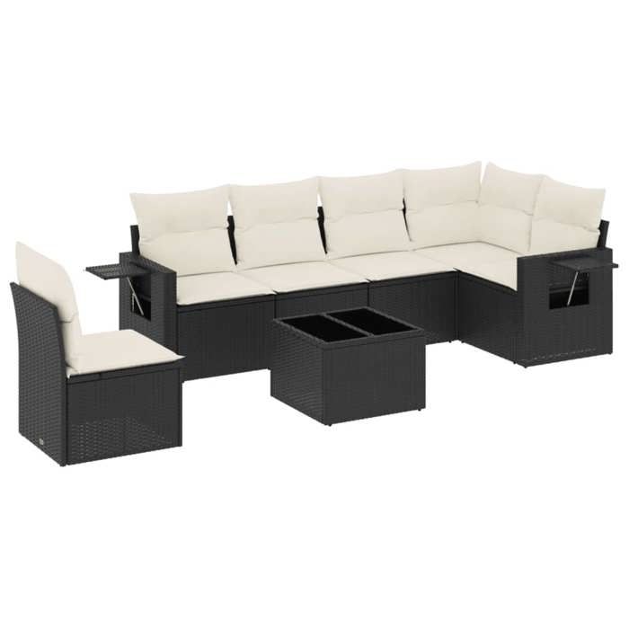 VidaXL Garden Lounge Set with Cushions 7 Pcs, Patio Sofas, Patio Furniture Set, Outdoor Furniture, Black 3252573