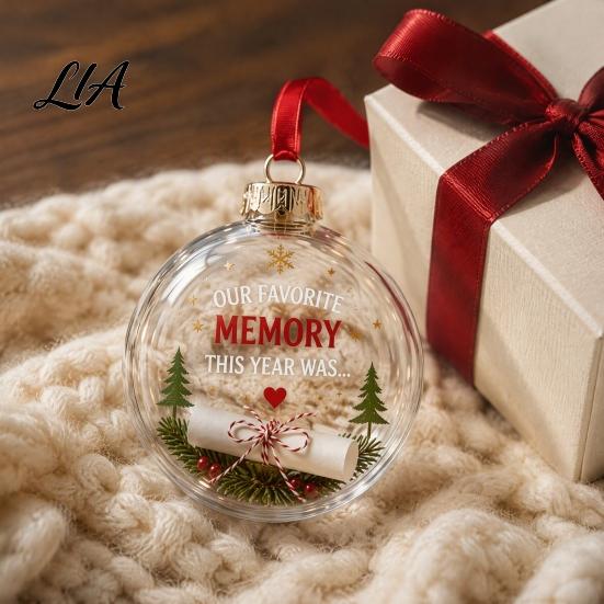Indoor Outdoor Xmas Hanging Ornaments 3D Clear Ball Christmas Ornament, Holiday Message Keepsake, Acrylic Decorations for Bedroom Windows Tree