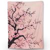 Cherry Blossom Throw Blanket Branches Flower Print Fleece Flannel Blanket Japanese Style Soft Fuzzy Blanket for Sofa Couch Bed