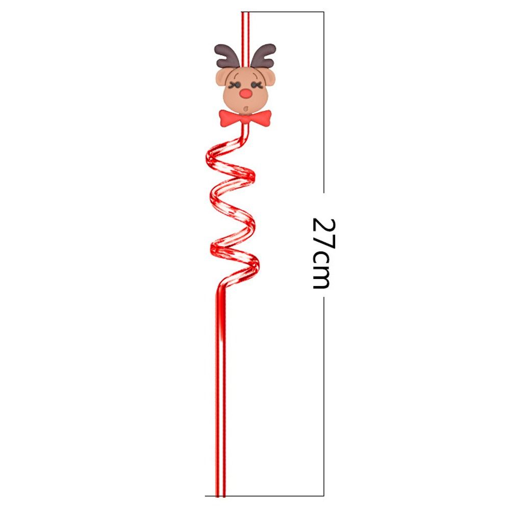 Spiral Christmas Plastic Straw Food Grade Christmas Party Decor Christmas Cartoon Straw  Children
