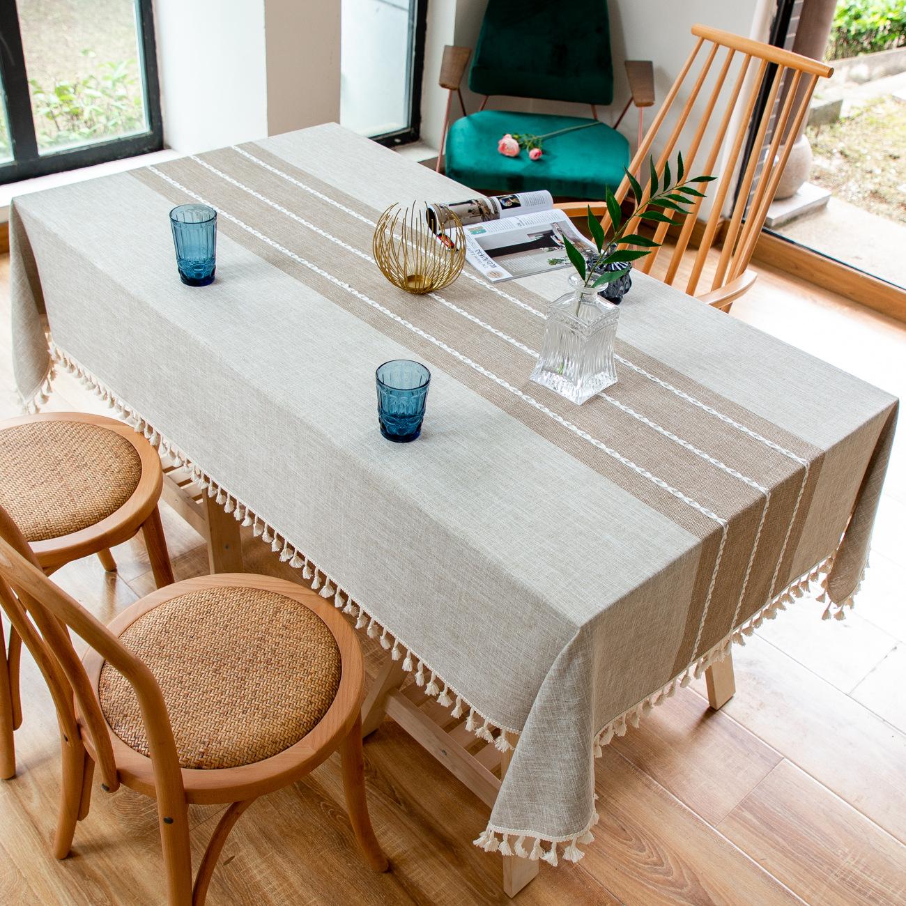 

Tablecloth Tassel Lace Kitchen Party Christmas Decoration Home Textile Tablecloth Cover 90*90cm кавовий