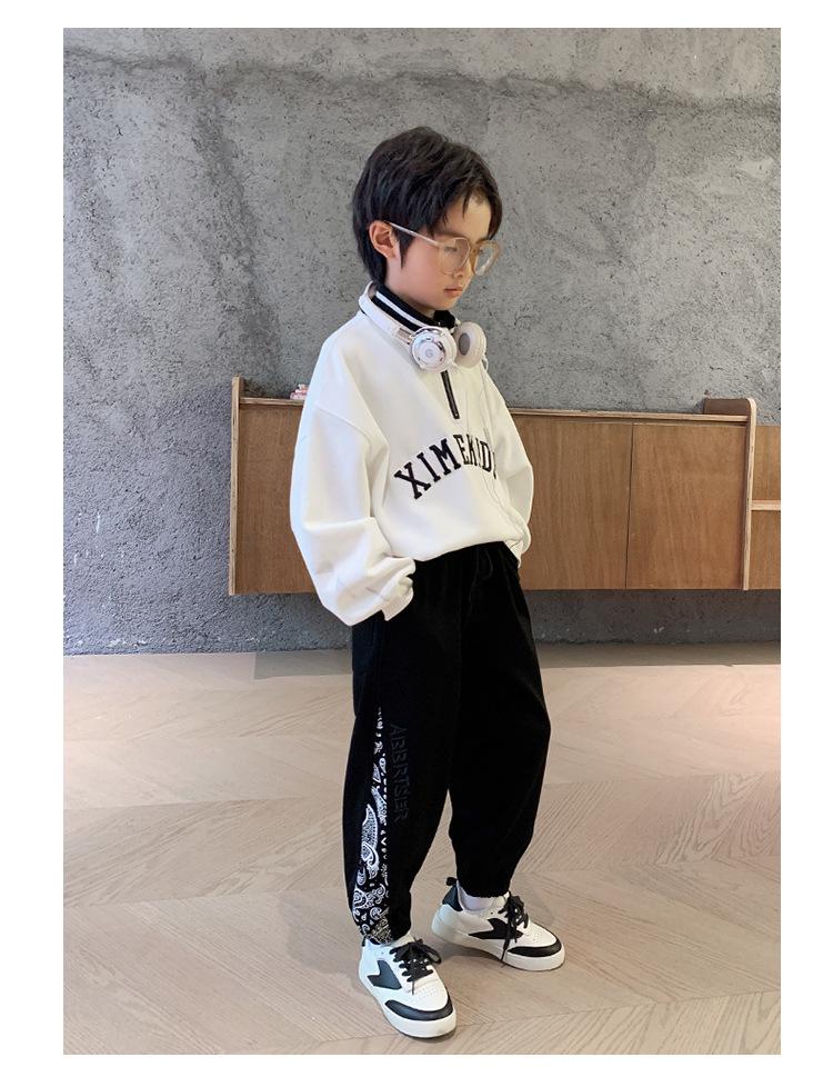 Boys' Fleece One-Piece Pants: Winter 2024 Thickened Casual Sweatpants for Big Kids