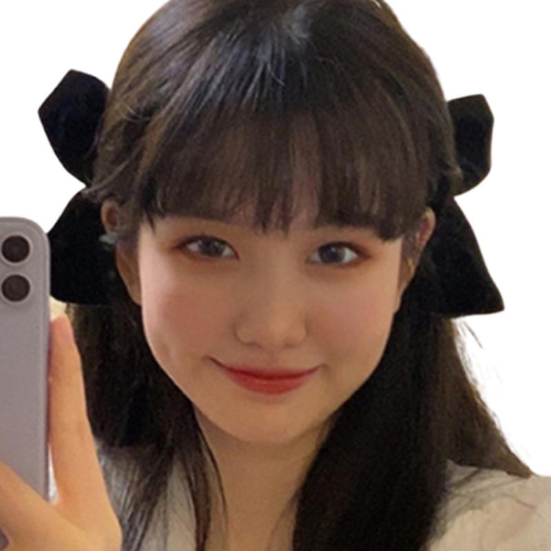 Side hair ribbon clip ribbon hairpin 2 colors Black Satin 1P