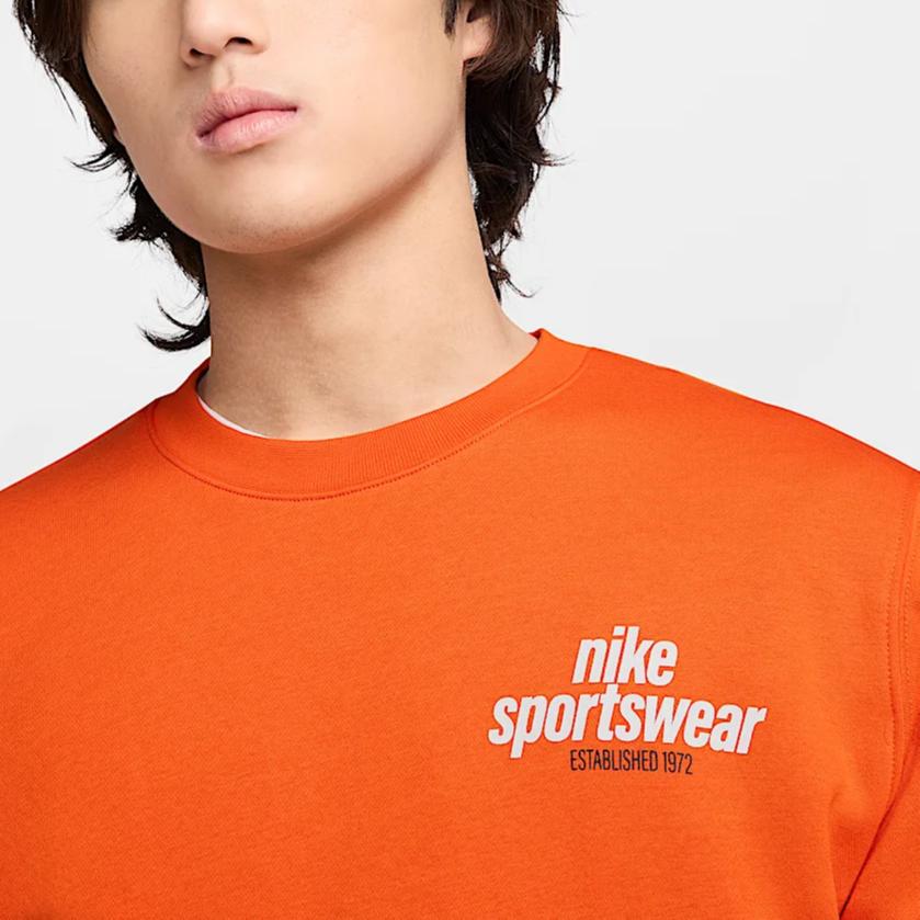 Nike Logo Letter Print Round Neck Long Sleeve Sweatshirt Men Sweatshirt Orange HJ2174-819