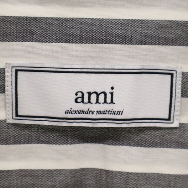 Ami Alexandre Mattiussi Striped Pattern Long Sleeve Button Down Shirt 39 Men's Used