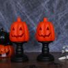 Halloween Lamp Decoration Light-up Black Cat on Pumpkin Statue Spooky Eyeball/Skull/Pumpkin Candle Holder with LED Light for Halloween Tabletop Decor