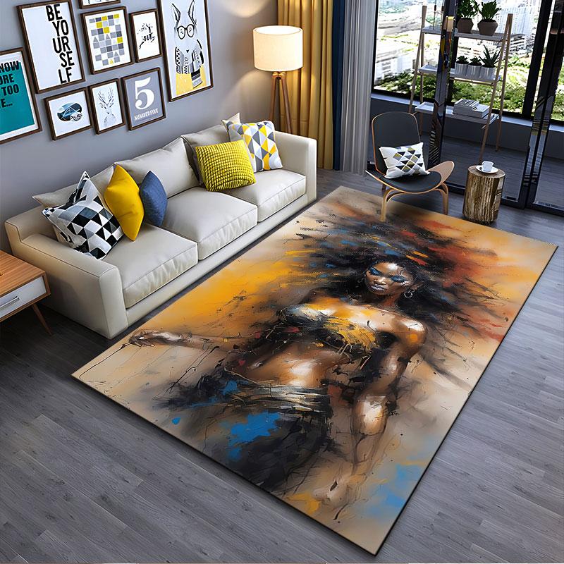 Abstract Fierce Woman Portrait Suitable As a Non-slip Mat for the Living Room or Bedroom Sofa