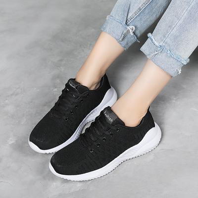 2020 Spring And Summer Black Sports Shoes Women'S Autumn Casual And Lightweight Versatile Soft-Soled Breathable Running Shoes Women'S Shoes