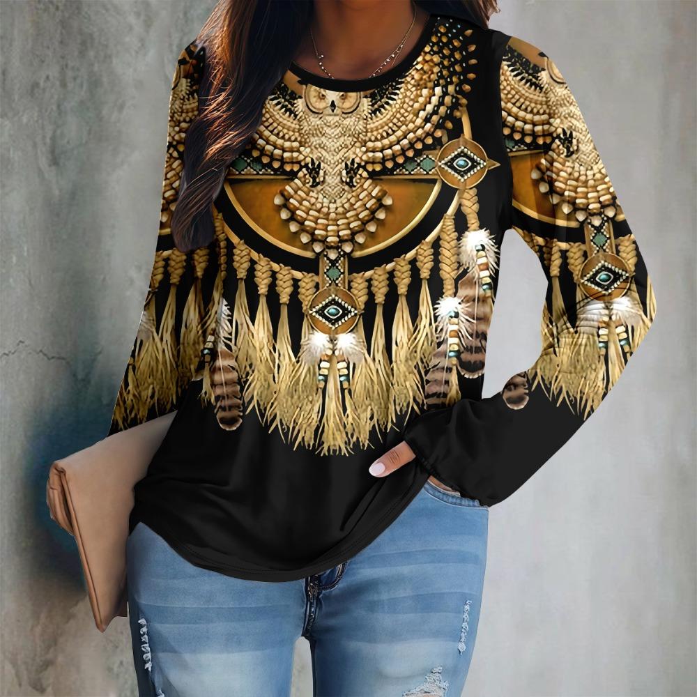 European and American Fashion Women's Casual Round Neck T-shirt Top