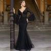 WT1120 Evening Dress: Sleek Black Fishtail Gown for Women