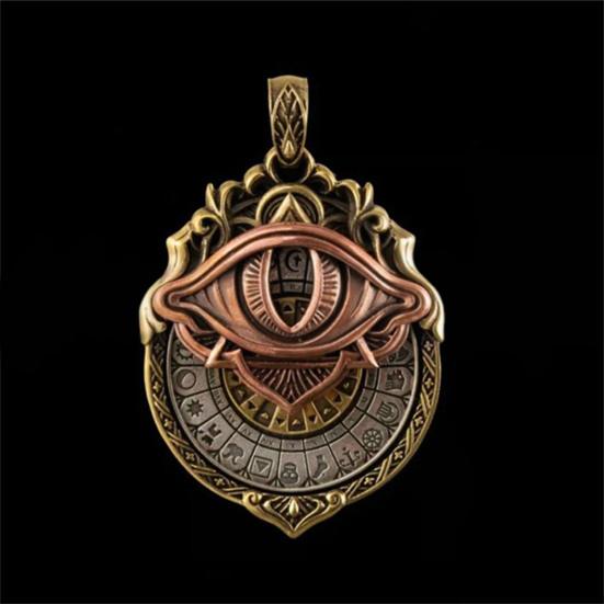Tarot Vision Pendant All-Seeing Eye Necklace Charm Mystic Divination Jewelry Tarot Card Symbol Pendant with Smooth Rotation for Fate Insights