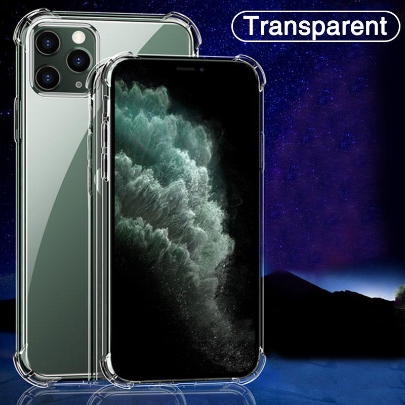 Shockproof Armor Clear Soft TPU Case For iPhone 11 Pro Max SE X XS XR 6 6S 7 8 6SPlus 7Plus 8Plus Silicone Strong Airbags Phone Back Cover Shell Coque