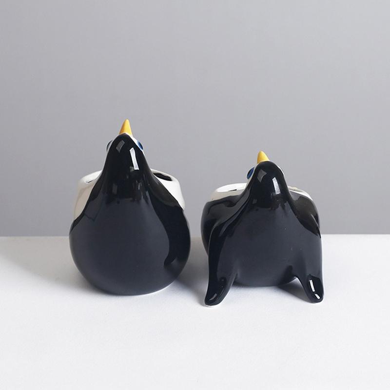 Cute Penguin Flower Pot Succulent Plant Pot Ceramic Planter Desk Ornament Home Garden Decoration