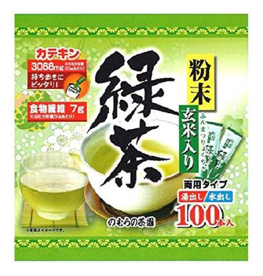 Nomura Teehaus Grüner Tee-Sticks mit gemahlenem braunem Reis, 0,5g x 100 Sticks