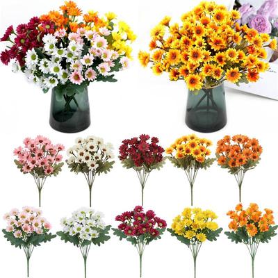 Funsdecor Crisantemos, Crisantemos Sunset Artificiales, Flores de Crisantemos Sunset Artificiales para Exterior