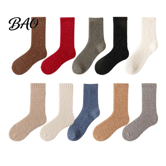 Winter Bed Socks for Cold Feet Coral Fleece Crew Women, Thickened Non-slip Warm Socks, Fuzzy Plush Lining Thermal House Soft Mittens Weather Velvet