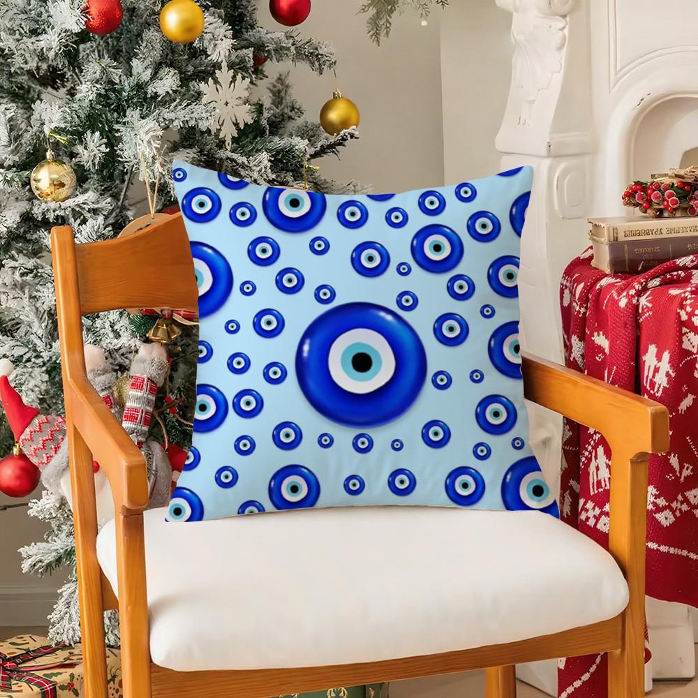 Classic Prank Evil Eyes Funny Pillow Case Silky Short Plush With Invisible Zipper Dustproof Sofa Cushion Cover