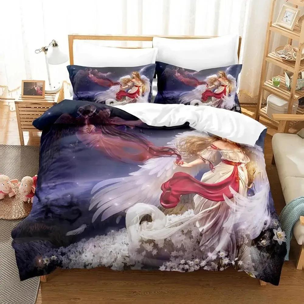 3D Fantasy Angel All Season Guardian Angel Printed Bed Set Duvet Cover Pillowcase Bedding Set Bed Linen Sheet Quilt Cover Full