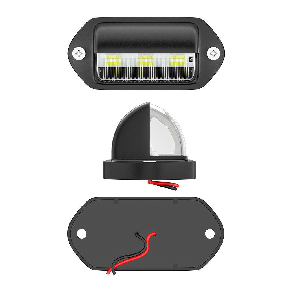 12-24V Universal Waterproof White LED License Plate Rear Tail Light for Trucks - Super Bright