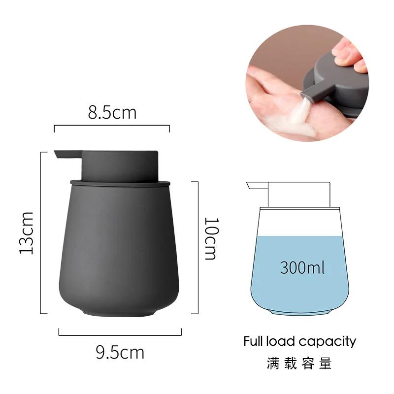 Matte Black Foaming Hand Soap Dispenser Plastic 300ML Modern Minimalist Style for Bathroom & Kitchen Countertop Refillable