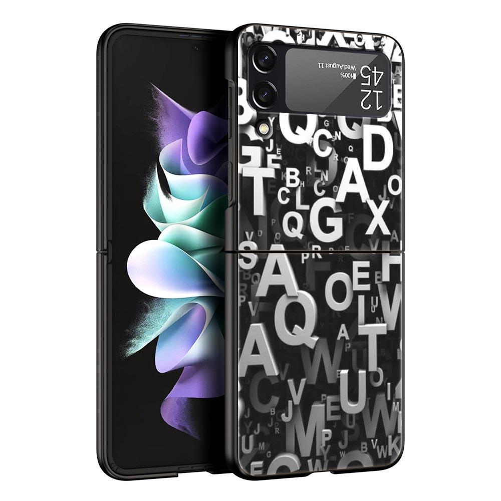 Number Pattern Hard PC Phone Case For Samsung Galaxy Z Flip 7 6 5 4 Black Cover For Galaxy Z Flip 3 Foldable Shell Fundas Capas