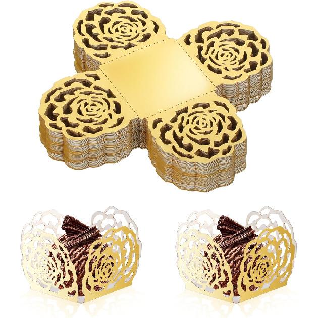 50 Pcs Truffle Wrappers, 4 X 4" Gold Candy Cups for Truffles, Flared Chocolate Candy Paper Cups Liners for Truffles, Cupcakes, Birthday Wedding Party