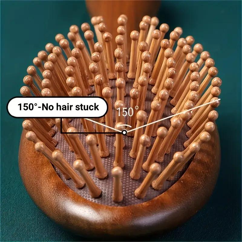 BEPAN Hand-Carved Sandalwood Air Cushion Comb with Bamboo Bristles Cat-Shaped Wooden Hair Styling Comb Oval Scalp Massage Brush Comb