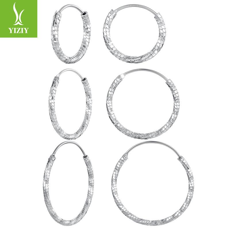 Wind Versatile Modern Ol Fashion Super Flash Ice Tremella Circle Women'S S925 Sterling Silver Gold-Plated Ear Jewelry