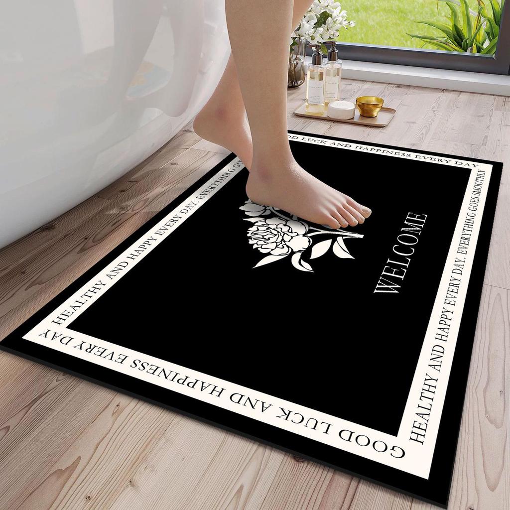 Retro Imitation Cashmere Anti-Slip Door Mat - Dirt-Resistant Carpet for Entrance, Hallway, or Bedroom