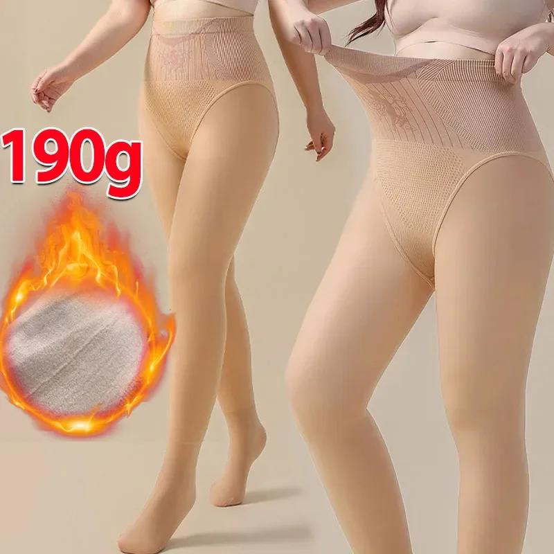 Fashion Printing Thicken Warm Tights Women Winter High Waist Thermal Stockings Leggings Sexy Translucent Fleece Velvet Pantyhose