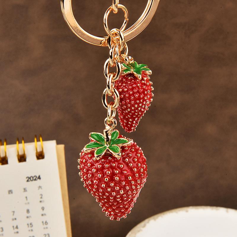 Fashionable Strawberry Pendant Keychain For Women Girls Cute Trendy Charm Keyring Car Key Ring Backpack Decoration Gifts