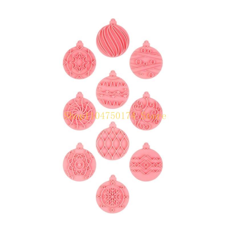 

10Pcs Christmas Balls Cookie Cutters Pressable Biscuits Mold Holiday Biscuits Fondant Cookie Stamps Party Supplies top sale China Mainland