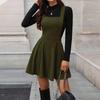 Women‘s Corduroy Pinafore Dresses - Square Neck A-Line Jumper Dress for Fall Winter