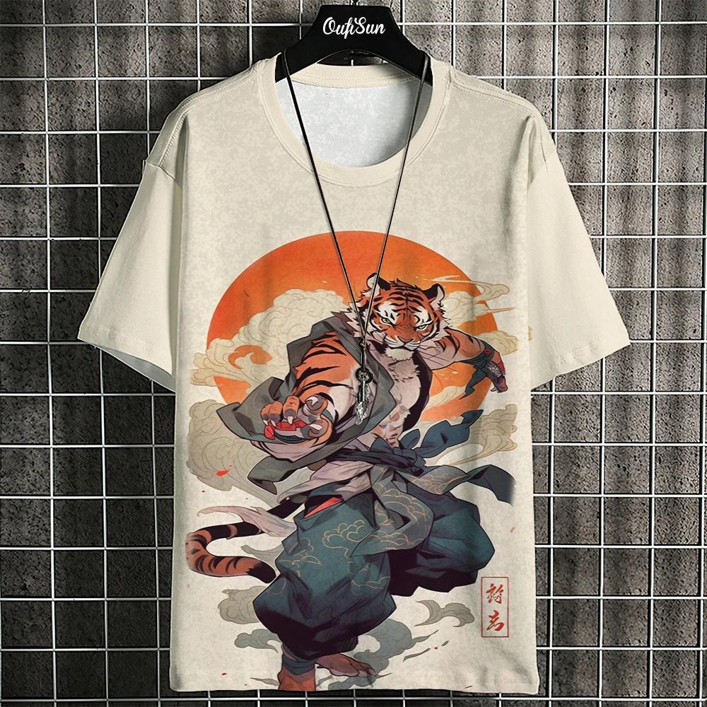 Summer short sleeve printed T-shirt for men's O-neck pullover fashion street clothing fashion Men's clothing