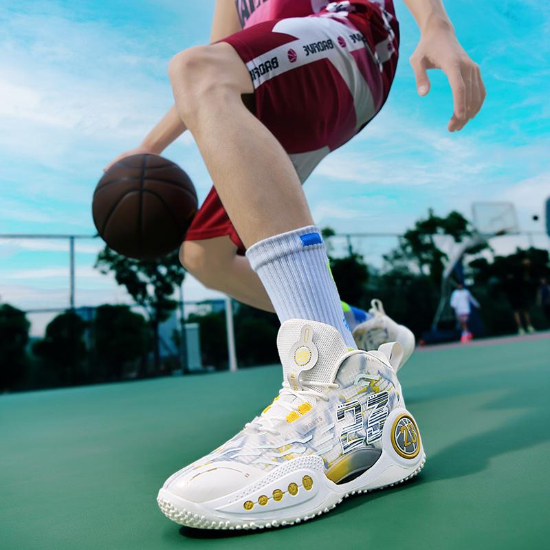 Basketkängor för strid herr nätyta andningsbara halkfria stötdämpande student glow-in-the-dark sportskor