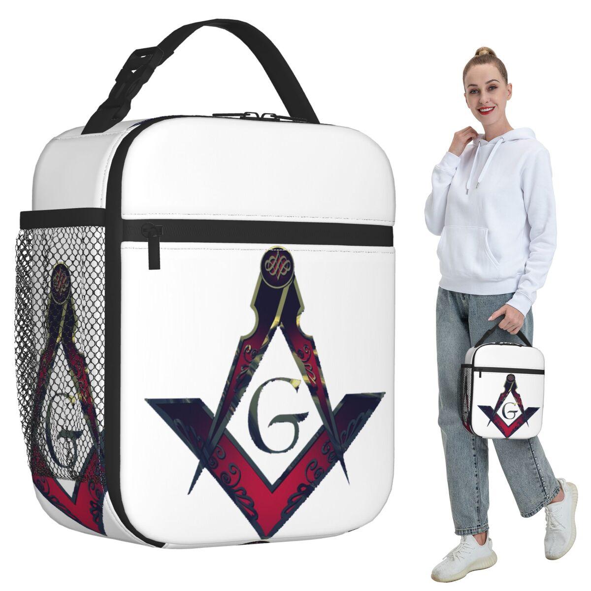 Freemason Compass Masonic Insulated Lunch Bag for Women Office Cooler Thermal Food Box Tote Portable Lunch Boxes Container One Size