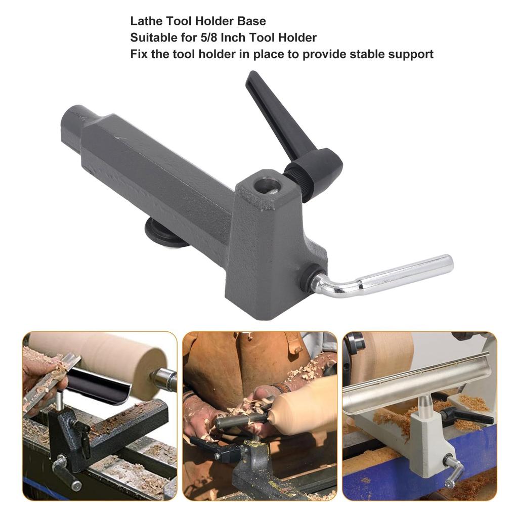 Lathe Tool Holder Base Cast Iron Woodworking Turning Tool Rest Base for 5/8 Inch Small Lathing Machine Lathe Tool Holder Base