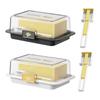 1pc Novelty Plastic Butter Dish with Cutter and Spoon - Food-Grade Freezer-Safe Unbreakable Cheese Keeper Multifunctional Butter