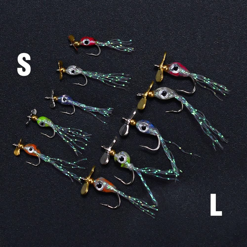 10Pcs Propeller Sequins Fly Bait Rotating Metal Spinner Lures for Fly Fishing Insect Lures Effective Trout And Bass Fishing Lure