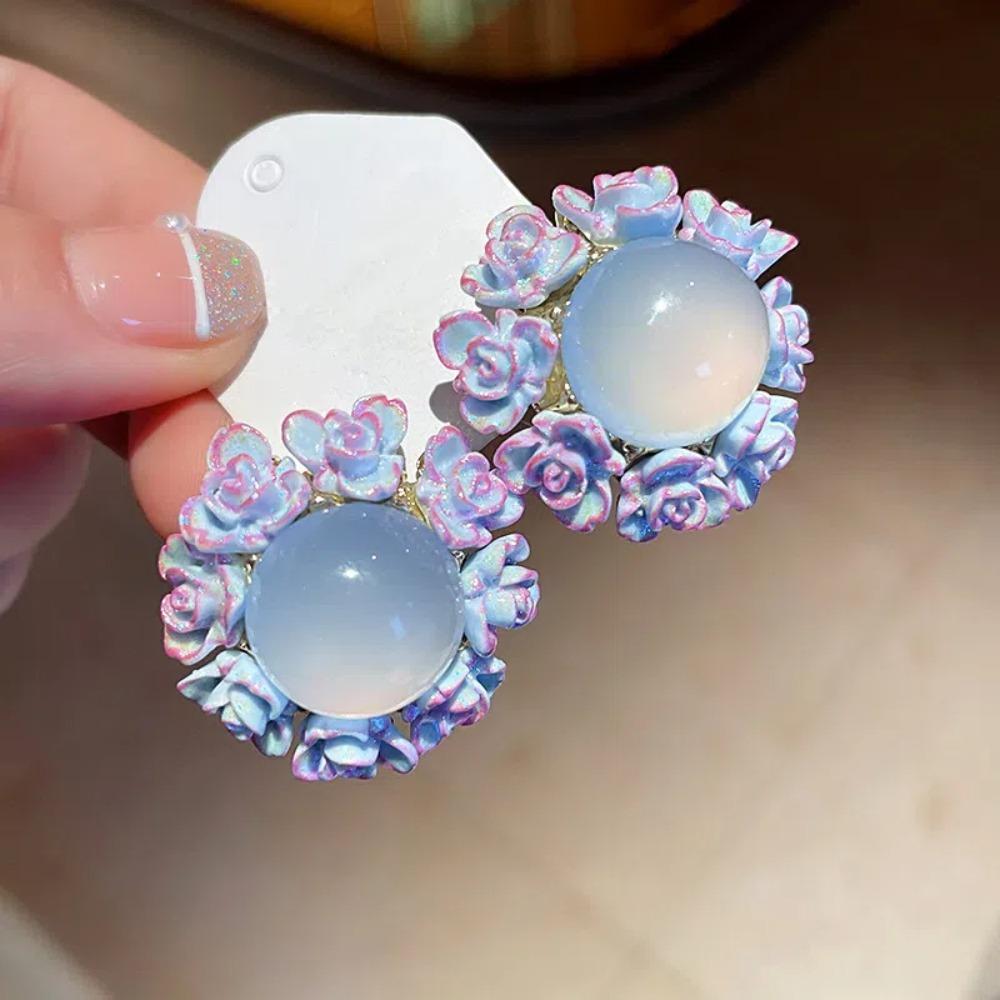 Ear Jewelry Bohemian Earrings Women Rose Sweet Flower Earrings Elegant Flower Stud Earrings  Female