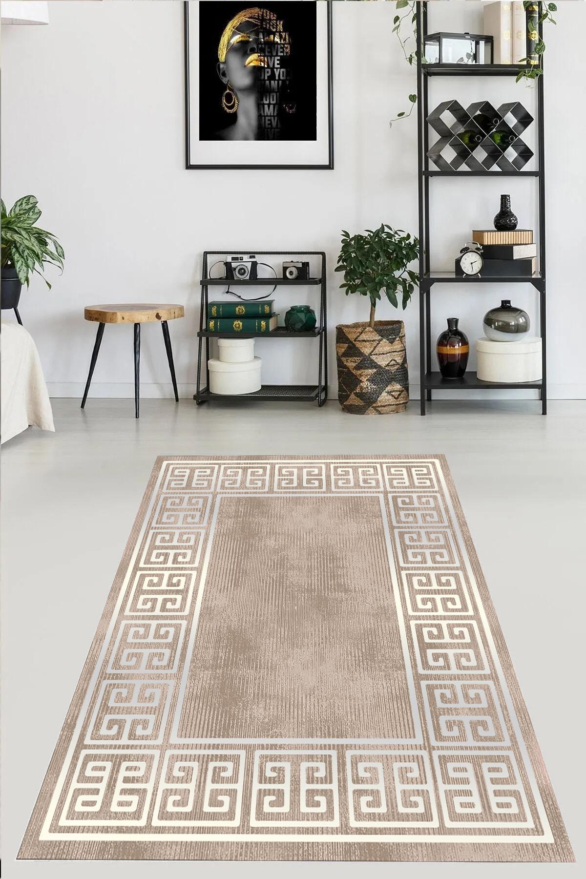

YTRHOME Home Modern E1049-6 Нескользящая точечная основа с цифровой печатью нового поколения для гостиной, кухни, прихожей, ковра и напольного коврика 50 x 80 чёрный/серый