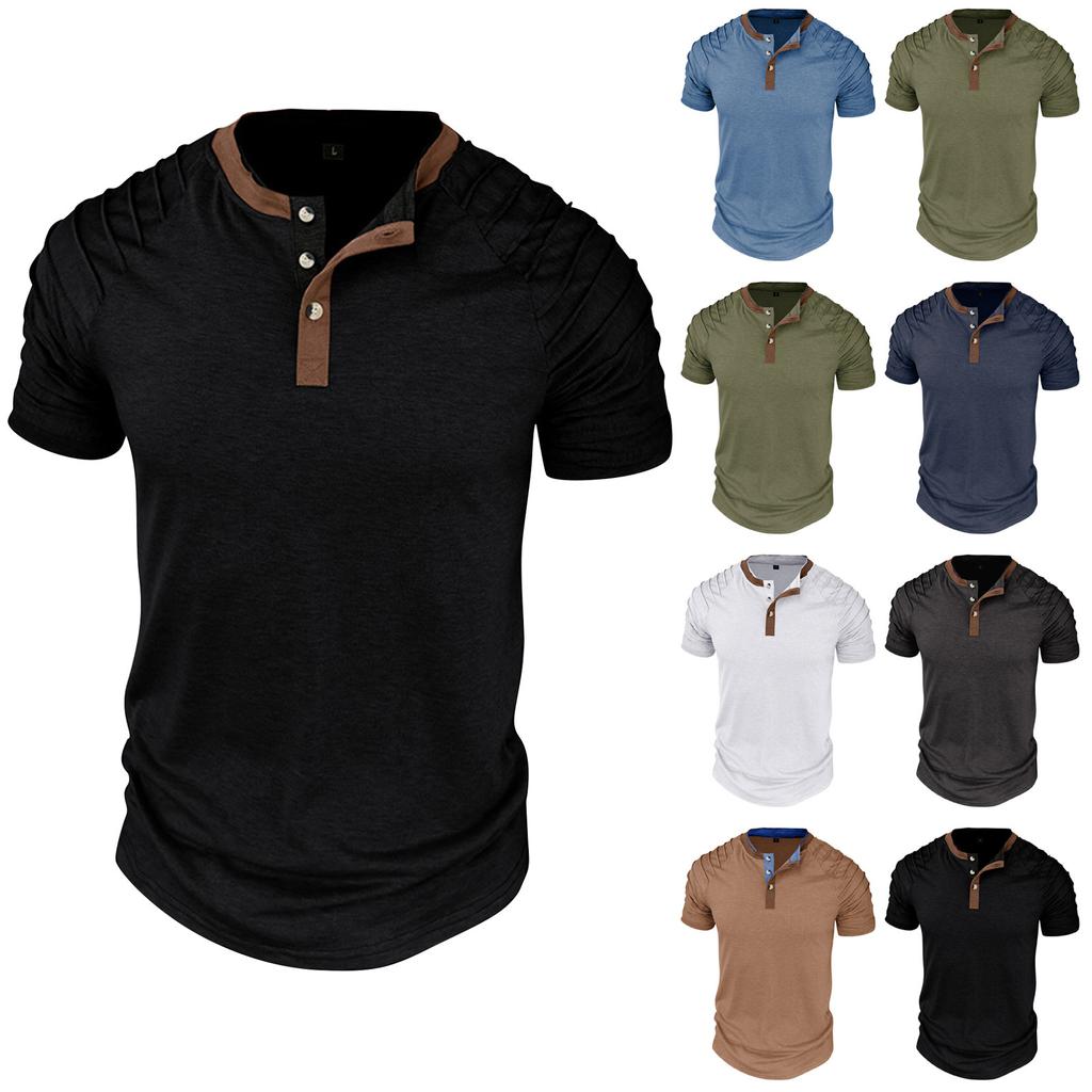 Men's Shirt Raglan T-shirt  Clothing  Outdoor Casual Short Sleeve Ruffled Collar Fashion Design Comfortable